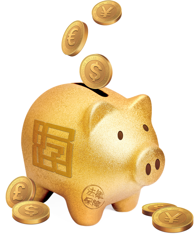 一個裝有不同貨幣硬幣並附有香港存款保障委員會標誌的豬仔錢罌